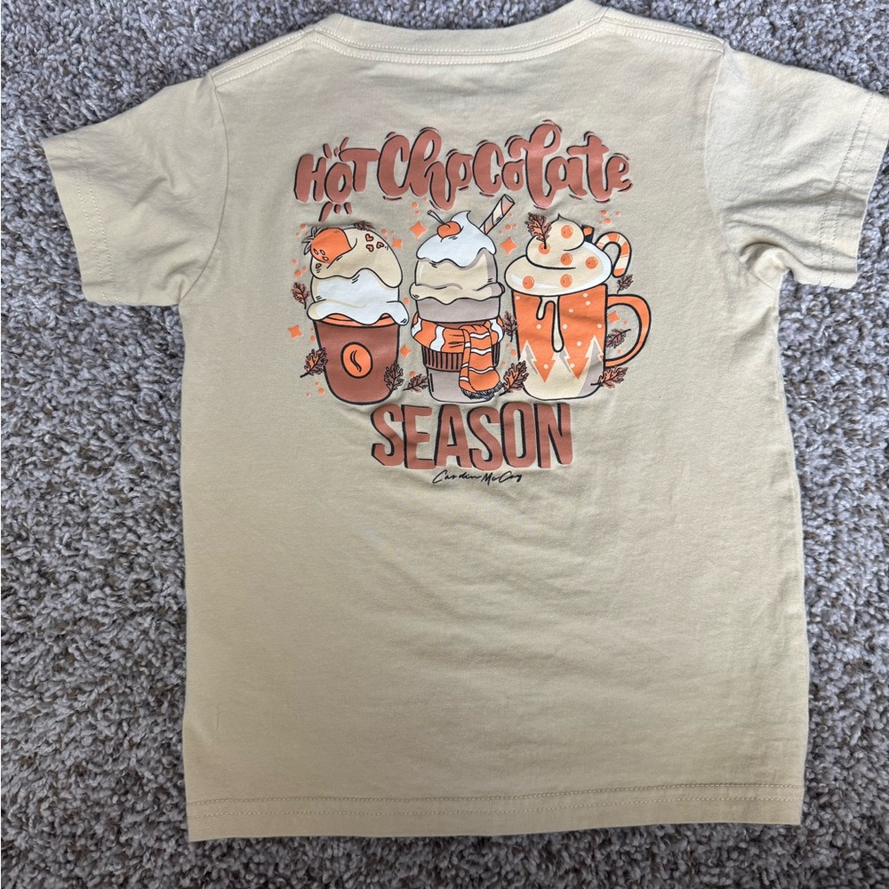Cozy Hot Chocolate Season Kids Tee - Tan